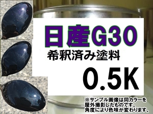 日産G30　塗料　ミスティックブラック3P　マジョーラ　1液　希釈済　0.5kg　エルグランド