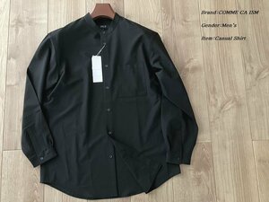 新品訳有り COMME CA ISM コムサイズム ウォッシャブル 羽織 バンドカラーシャツ 05ブラック Sサイズ 30IE01 定価5,900円