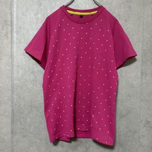 スポーツウェアTシャツ（ONE）メッシュ＊ドット＊ジム＊ランニング＊ピンク＊