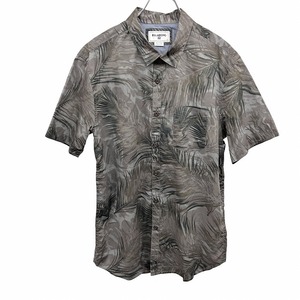 ビラボン 【新品】BILLABONG シャツ アロハ柄 リーフ柄 葉っぱ 半袖 ポケット 綿100% S グレーネイビー×ブラック×カーキ×グレー メンズ