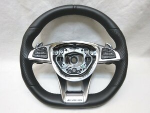 美品! AMG 純正 革 ステアリング ハンドル スイッチ A1664601218 W166 X166 C292 C218 X218 R231 W176 W246 W117 管理番号（W-SIII01）