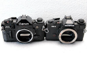 オリンパス・キャノン製 昔の高級カメラ （OM-4ボディ + A-1ボディ）2台まとめて 希少品 ジャンク