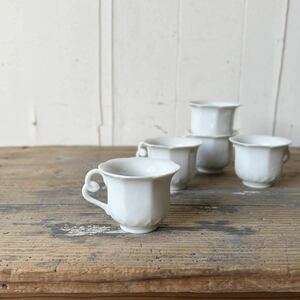 5個set チューリップ デミ デットストック 白磁 陶器　検: コーヒー 珈琲 デザートカップ ココット カフェ レトロ ビンテージ アンティーク