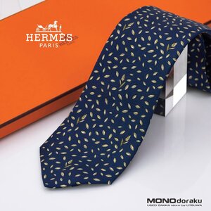 HERMES エルメス メンズアクセサリー シルクアイテム ネクタイ ネイビー 美品 【中古】