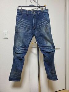 BACKLASH　バックラッシュ　ユーズド加工　デニムパンツ　ストレッチ　1483-14 　S　立体裁断　セミサルエル