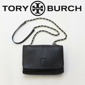 ◆TORY BURCH トリーバーチ レザー チェーン 斜め掛け ショルダー ミニ バッグ 黒 ブラック