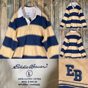 Eddie Bauer エディー・バウアー ラガーシャツ 黄ばみあり EBロゴ アメリカ輸入/ビンテージ/ロンT/LONG SLEEVE/L-S/古着/古着卸