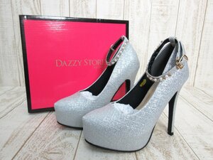 DAZZY STORE by dazzy/デイジーストア：グリッター パールビジュー ストラップパンプス ml39011 シルバー サイズS (23cm前後) 未使用