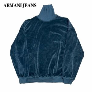 ARMANI JEANS アルマーニジーンズ ハイネック トレーナー ベロア グレー M