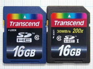 ★Transcend ＳＤＨＣメモリーカード １６GB ２枚 中古★送料８５円・１８５円