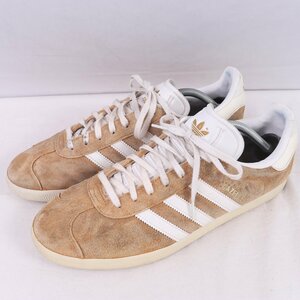 GAZELLE 29.0cm/adidas ガゼル ガッツレー アディダス スニーカー カーキベージュ キャメル 白 中古 古着 メンズ ad5084