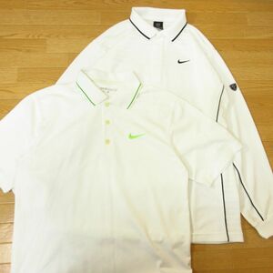 ◎美品！S 2枚セット！NIKE GOLF ナイキ ゴルフ◆半袖&長袖 ポロシャツ ドライ 速乾 DRI-FIT 春夏！◆メンズ 白 まとめ売り◆C1270