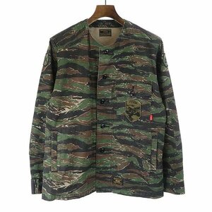 Wtaps ダブルタップス17SS TIGER STRIPE カモフラージュノーカラージャケット グリーン サイズ:1 メンズ ITAIVK2ZDE2Q