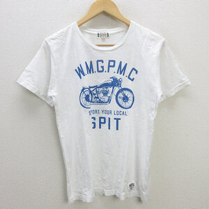 Q■ワコマリア/WACKOMARIA SPIT モーターサイクルロゴTシャツ■白【M】MENS/13【中古】