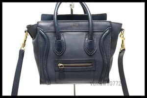 近年モデル希少美中古■CELINE ラゲージ ナノショッパー レザー 2way ハンドバッグ セリーヌ■1128uk250-2D