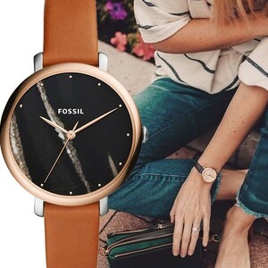 FOSSIL Jacqueline フォッシル ジャクリーン ブラック レザー マーブル レディース 腕時計 es4378