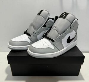 ナイキ NIKE Air Jordan1 MID Light Smoke Grey/Black-White エアージョーダン1 バッシュ スニーカー 未使用 正規黒タグAIR JORDAN 26.5㌢