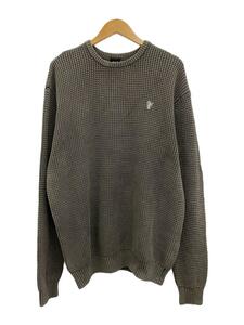 HUF◆FILMORE WAFFLE KNIT SWEATER/L/コットン/グレー/無地/KN004