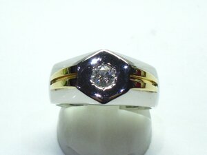 ★オシャレ■お買得品■指輪■即決■ダイヤ０．３１ｃｔ■プラチナ Pt900・K１８■１４．４ｇ■１９号くらい■中古品■