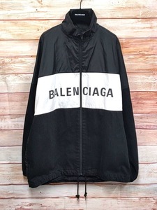 BALENCIAGA　バレンシアガ　529213 TBQ03 ロゴプリントデニム切り替えポプリンシャツブルゾン　サイズ：34