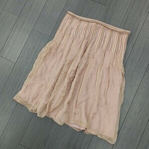 C #【 Calvin Klein 】 カルバンクライン シルク 100％ ひざ丈 フレアスカート size8 レディース 婦人服 くすみピンク系 商品ランク:B