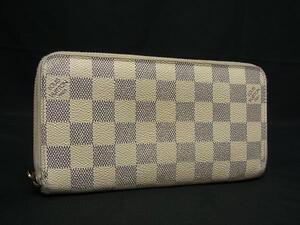 1円 LOUIS VUITTON ルイヴィトン N60019 ダミエアズール ジッピーウォレット ラウンドファスナー 長財布 アイボリー系 FI4310