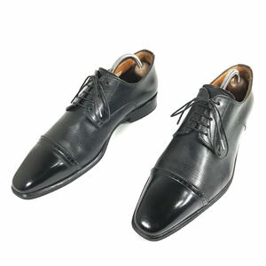 【サントーニ】本物 Santoni 靴 24cm 黒 ビジネスシューズ 外羽根式 本革 レザー 男性用 メンズ イタリア製 5 F