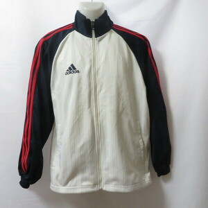 古着 メンズS adidas/アディダス トラックジャケット ジャージ フルジップ カジュアル スポーツ ホワイト/ネイビー/レッド 955619