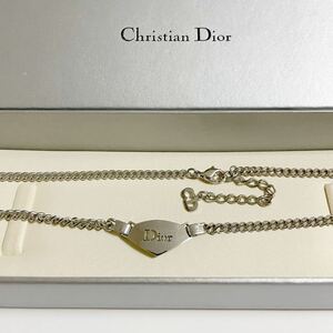 即決★Christian Dior ディオール ロゴ ネックレス チョーカー ヴィンテージ 美品 希少 レア シルバー 箱付き