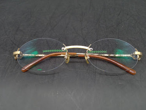 ▽ 【319】 カルティエ パリス メガネ / Cartier アイウェア Eyewear 眼鏡 オーバル フレーム フランス製 リムレス フチなし ゴールド