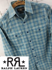 XS RRL コットン シャツ ダブルアールエル RALPH LAUREN ラルフローレン ネルシャツ チェック フラップポケット