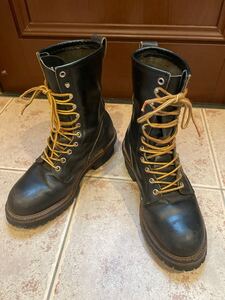 ☆送料込☆ RED WING レッドウィング メンズ 2218 刺繍タグ PT91 ★7.5D 約25.5cm ロガーブーツ 黒 ブラック 本革 スチールトゥ