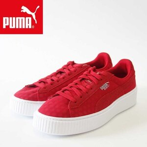 23cm●PUMA BASKET PLATFORM DE WNS RED　プーマ バスケット プラットフォーム DE ウィメンズ 赤 白 364102-03 人気 スニーカー 70s レトロ