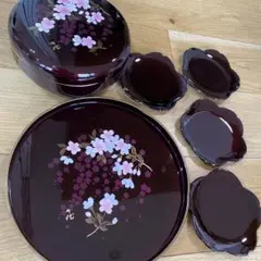 新品　宇野千代 茶菓セット 宵ざくら　漆器