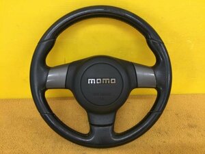 ダイハツ純正　MOMO モモハンドル　ステアリング　 黒レザー/グレー 　ホーンパッド付 45102-B2200-C0　ムーヴカスタム　L175S外し