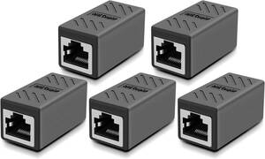 ★★LANケーブル用中継コネクタ RJ45 延長 アダプタ コネクタ メス-メス LANケーブル ギガビット 対応 8P8C コンパクト (5個セット)