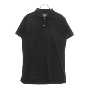 CHROME HEARTS クロムハーツ CH POLO S/S クロスボールボタン ホースシュープリント半袖ポロシャツ ブラック