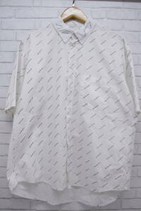 ◎230【1円～】BALENCIAGA バレンシアガ Logo Pattern S/S Shirt 半袖シャツ 38 ホワイト