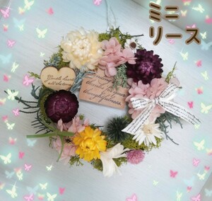 ★★Hydrangea★★お花畑　ミニリース　プレゼント　贈り物　誕生　祝　新築　カラフル　ギフト　春　可愛い　プリザーブドフラワー　即決