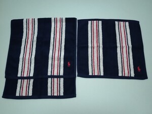 【未使用】ポロ・ラルフローレン フェイスタオル&ウォッシュタオル ネービー POLO RALPH LAUREN