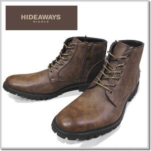 ハイダウエイ HIDEAWAYS NICOLE フェイクレザーブーツ 2565-7002-17(D.BROWN)-26.5㎝ シューズ 靴