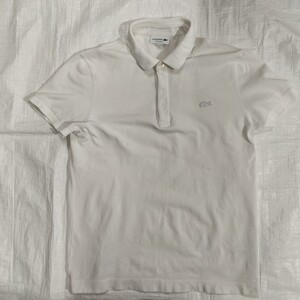 LACOSTE ラコステ Paris Stretch Polo パリポロ パリス ポロシャツ ストレッチ 半袖 鹿の子 カノコ ピケ ワニ 同色 白ワニ ホワイト 白 s