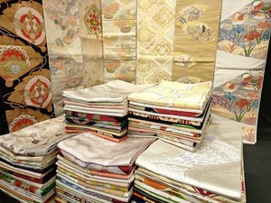 平和屋本店■1円 袋帯 西陣 まとめて100点 向かい鳳凰 向かい鶴 鴛鴦 人物 風景 葡萄 宝相華 佐賀錦 金彩 未使用品あり 全て正絹 se2490