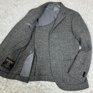 美品 【100周年 ハリスツイード 日本製】HARRIS TWEED テーラードジャケット シングル 段返り ヴィンテージ 近年 現行 2B スーツ グレー 毛