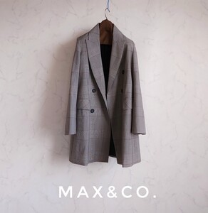 新品同様 超高級 希少 Maxmara 豪華モダンチェックチェスターコート おしゃれ模様 max&co. マックスマーラ マックスアンドコー 