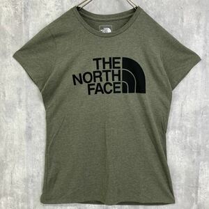 【1円スタート】新品 タグ付き THE NORTH FACE ノースフェイス ロゴTシャツ レディース M ハーフドーム グリーン系 正規品 US限定 NT-054