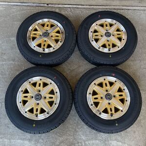 《フェニーチェRX2》ダンロップVAN01◆145/80R12 80/78N ハイゼットキャリー サンバー N-VANエブリィ軽トラ　ゴールドポリッシュ