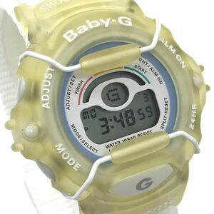 美品 CASIO カシオ BABY-G ベビーG べビージー X-treme 腕時計 BG-340 クオーツ デジタル ラウンド イエロー ホワイト 電池交換済み 動作OK