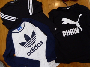 adidas PUMA Tシャツ　スポーツ　used品　長袖Ｔシャツ　長T　バッグライン　メンズ