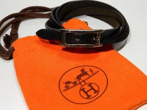 HERMES エルメス アピ3 レザー 4連 ブレスレット チョーカー ブラック レターパックプラス可 0206W2G